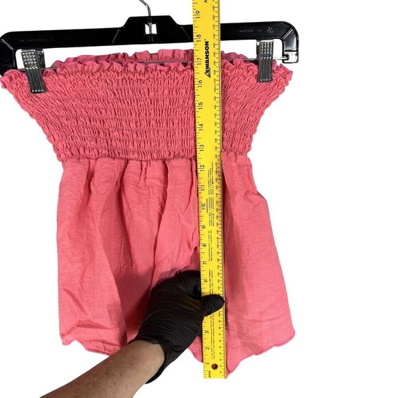 Oh My Gauze Women M Coral Smocked Strapless Top Wide Leg Pant Two Piece Set Boho - Picture 10 of 16